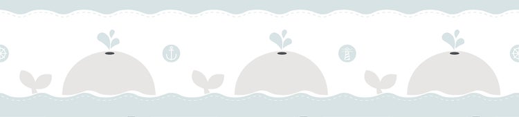 Bordüre mit Walmotiven und nautischen Symbolen
