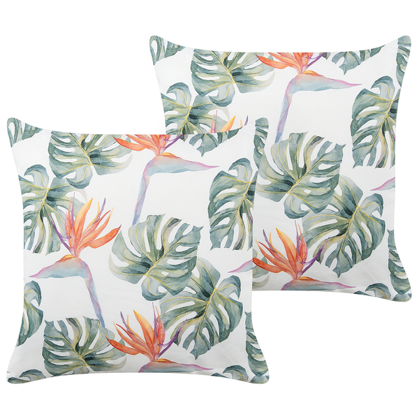 Gartenkissen 2er Set TORRAZZO Pflanzenmuster 45 x 45 cm Bunt