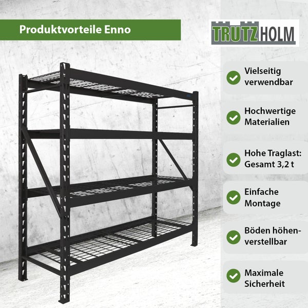 Schwarzes Metallregal mit vier Ebenen von Trutzholm