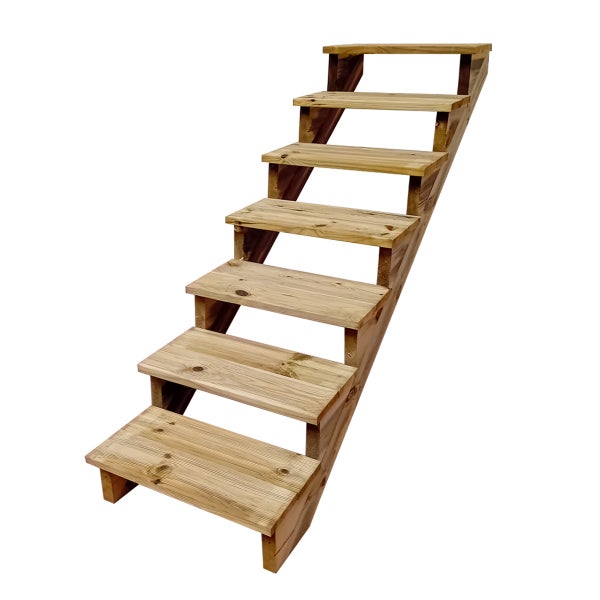 Holztreppe mit sieben Stufen