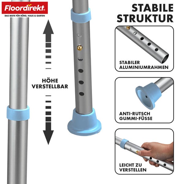 Höhenverstellbare Gehhilfe aus Aluminium mit Antirutsch-Gummifüßen