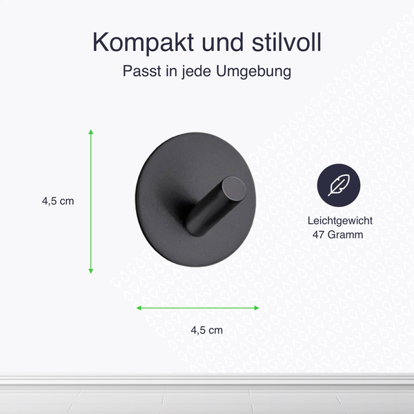 EAVY Handtuchhaken Edelstahl Schwarz Selbstklebend 4er Pack