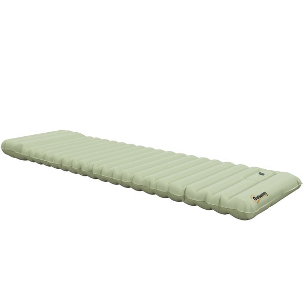 Outsunny Camping Isomatte, Luftmatratze, wasserabweisend Luftbett mit Fußpumpe, Schlafmatte mit Tragetasche für Camping, bis 80 kg belastbar, Grün