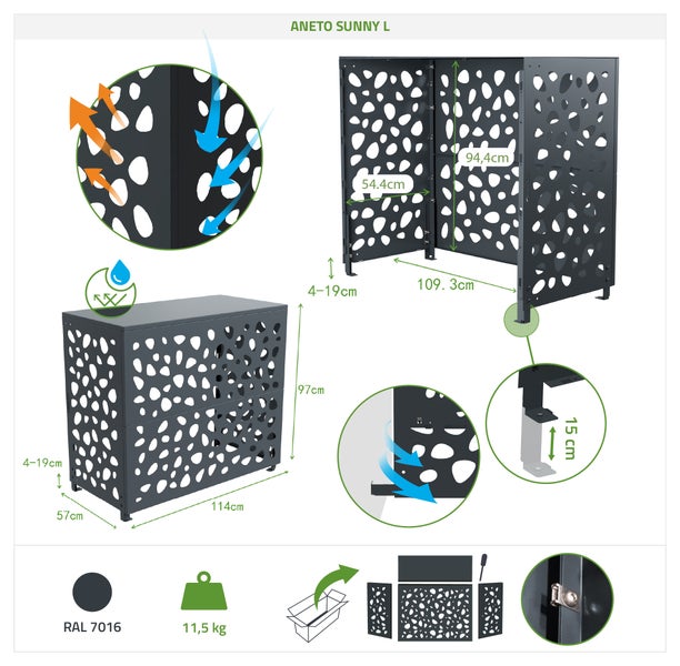 Aneto Sunny L Sichtschutz mit Maßen
