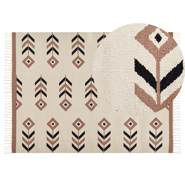 Teppich NIAVAN Beige 140 x 200 cm Baumwolle Kelim