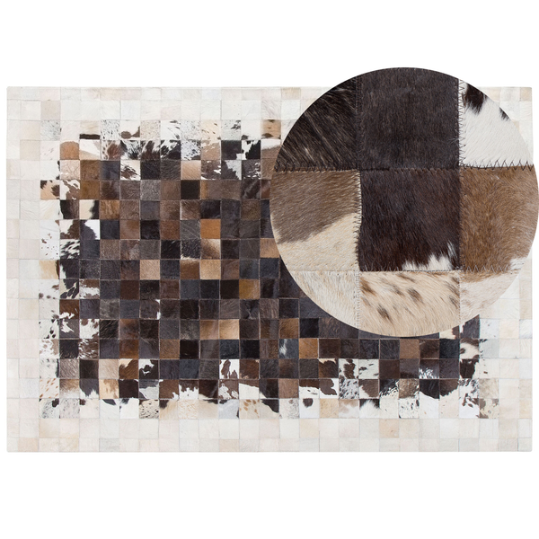 Teppich OKCULU 160 x 230 cm Echtleder Braun