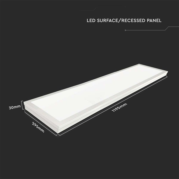 V-TAC VT-6147-N - LED-Panels - 120x30 Panels - 110lm/w - IP20 - 40 Watt - 4400 Lumen - 4000K