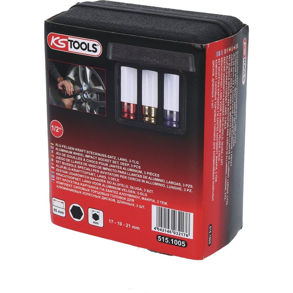 Steckschlüssel-Satz mit Schlaghülsen in einer schwarzen Aufbewahrungsbox