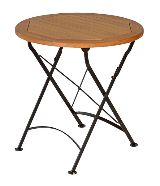 Teak Klapptisch rund 70 cm wetterfest premium für Balkon Terrasse Garten