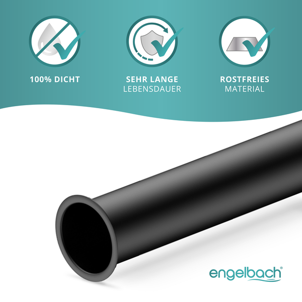 Engelbach® Universal Tauchrohr für Siphon 1 1/4 x 200mm x 32mm - Matt Schwarz