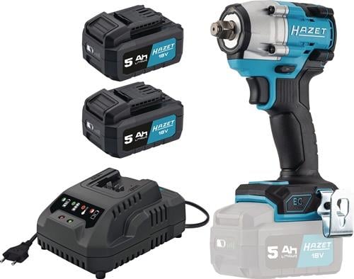 Hazet Akku-Schlagschrauber-Set mit zwei Akkus, Ladegerät und 18 Volt Leistung
