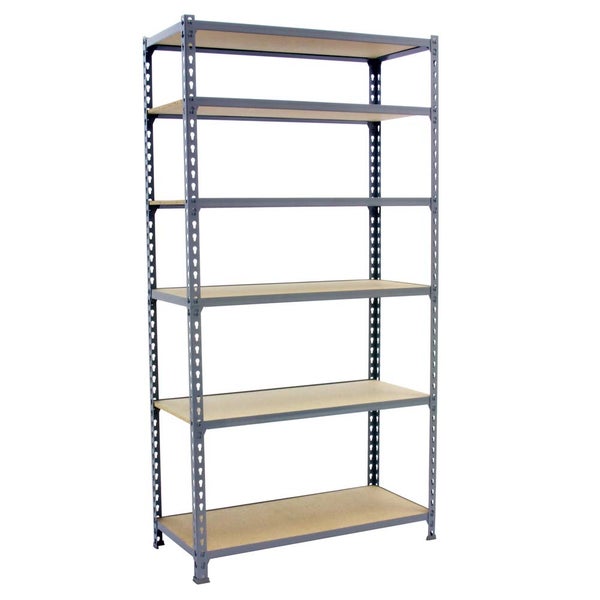Schwerlastregal GIANT MULI | HxBxT 250x80x30cm | 6 Fachböden | Fachlast 150kg | Grau | Lagerregal Kellerregal Werkstattregal Metallregal Fachbodenregal Steckregal