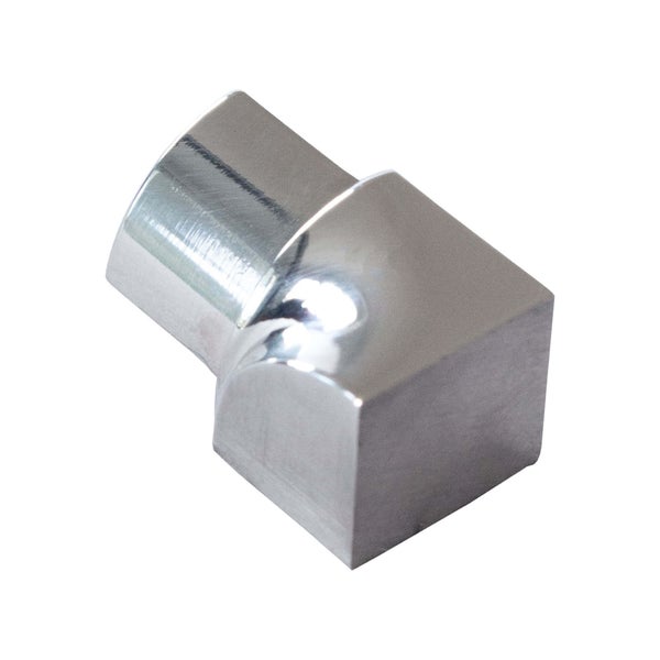 Eckverbinder 90 Grad für Vierkantrohre, Metall verchromt.