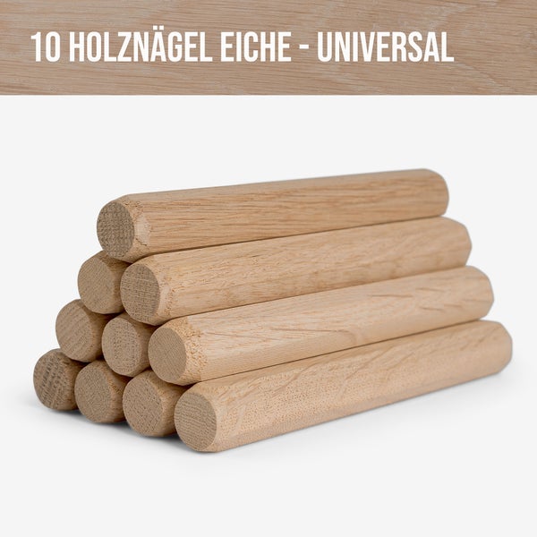Zehn Holznägel aus Eiche für universelle Anwendungen
