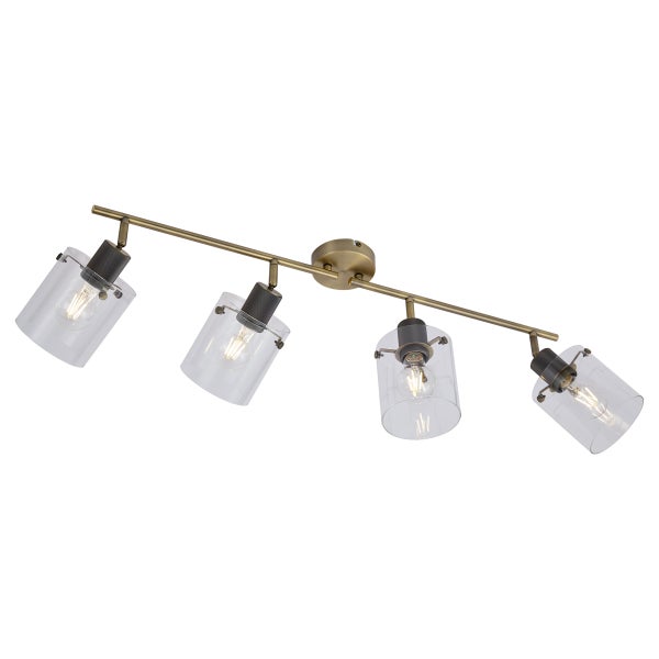 Deckenleuchte mit vier Strahlern mit Glasschirmen