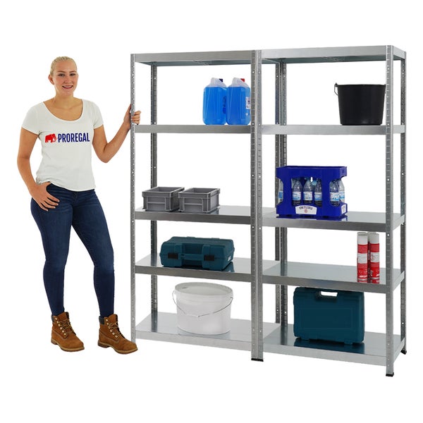 PROREGAL Mega Deal 2x Schwerlastregal Steel Eagle HxBxT 180 x 80 x 40 cm Fachlast 130 kg Verzinkt