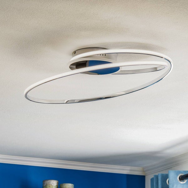 Lindby LED Deckenleuchte Dorle dimmbar (Modern) in Chrom aus Metall (2 flammig, ) - Lampe Deckenlampe Wohnzimmerleuchte