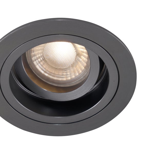 Einbaustrahler rund, schwenkbar, schwarz, inklusive LED-Leuchtmittel.