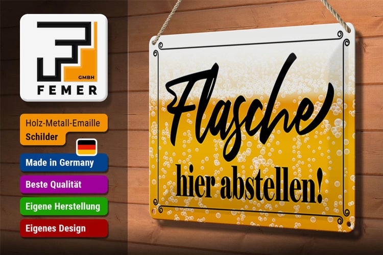 Blechschild Spruch 30x20cm Flasche hier abstellen Bier