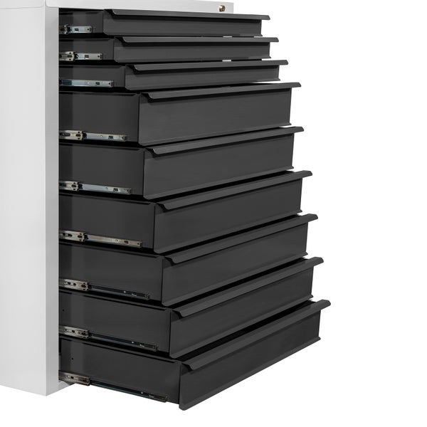 PROREGAL Schubladenschrank Kobra mit 9 Schubladen | HxBxT 120x70x43,5cm | Lichtgrau/Anthrazitgrau | Schubladenbox, Werkzeugschublade