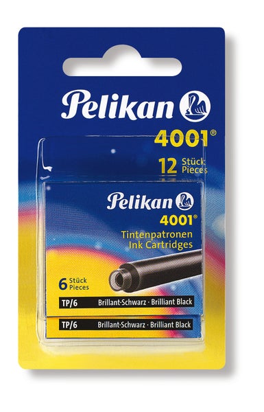Pelikan Tintenpatronen 4001® mit 2 x 6er Set Standard-Patronen, Brillant-Schwarz