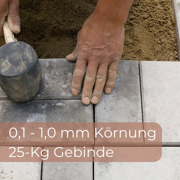 Fugensand 25 kg 0,1 - 1,0 mm Quarzsand Fugensand Fugenfüller Splitt Pflastersand Fugen Sand Pflasterstein Einkehrsand Pflasterfugen