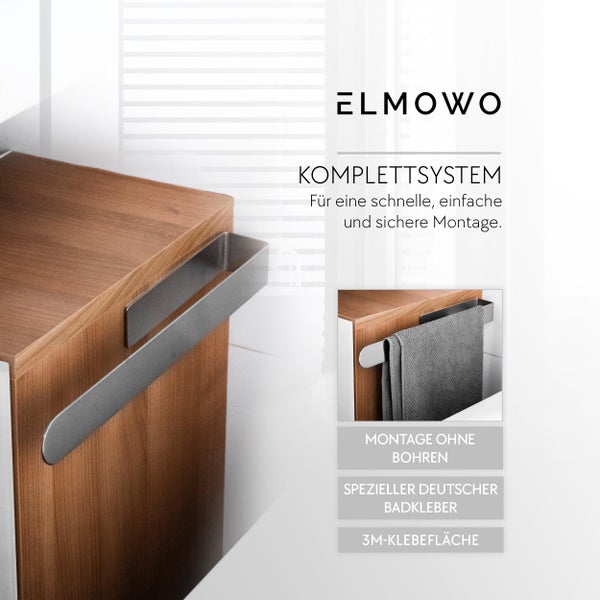 Elmowo Handtuchhalter aus Metall zur Montage ohne Bohren mit Klebesystem für Badezimmermöbel.
