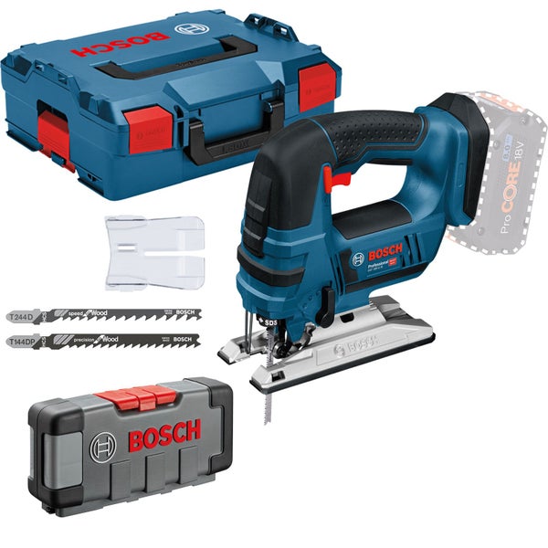 Bosch Akku-Stichsäge GST 18V-LI B Solo inkl. 30tlg. Stichsägeblätter-Set Wood in L-Boxx