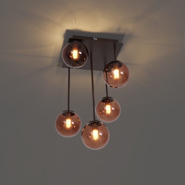 Deckenleuchte mit fünf Glaskugeln
