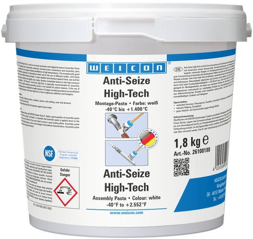 WEICON Anti-Seize High-Tech Montagepaste | metallfreie Schmier- und Trennmittelpaste | 1,8 kg | weiß