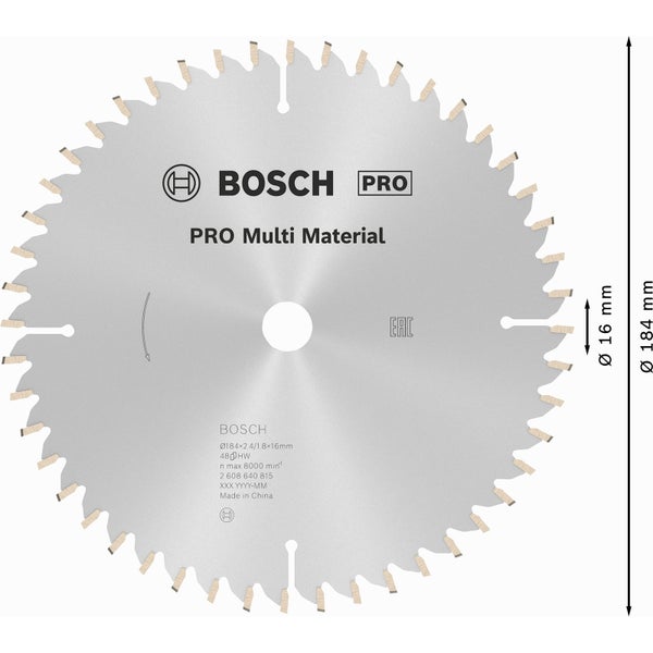 Bosch PRO Multi Material Kreissägeblatt 184 x 2,4 x 16 mm - 2608640815