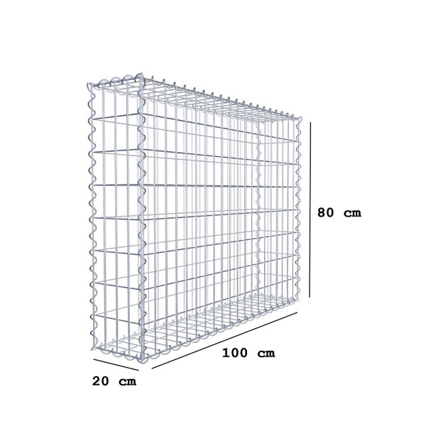 Gabione 100 cm x 80 cm x 20 cm (L x H x T), Maschenweite 5 cm x 10 cm, Spirale