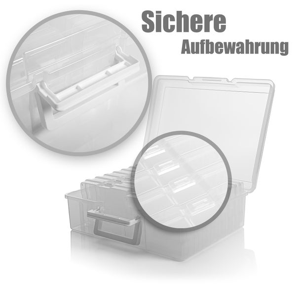 BigDean Fotoaufbewahrungsbox mit 16 Fächern – Foto Organizer für Bilder, Karten, Bürobedarf uvm. – Fotobox BPA-frei & aus robustem Kunststoff – ideal als Aufbewahrungsbehälter geeignet