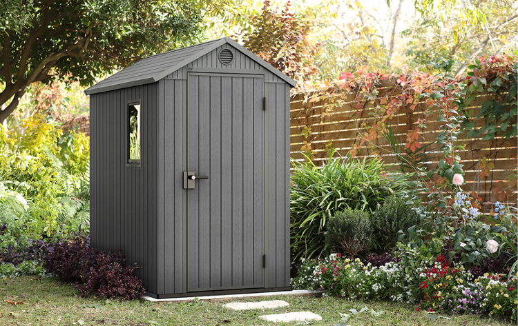 Keter Darwin 46 Gartenhaus - 125,8x184,5x205 cm - Graue Holzoptik