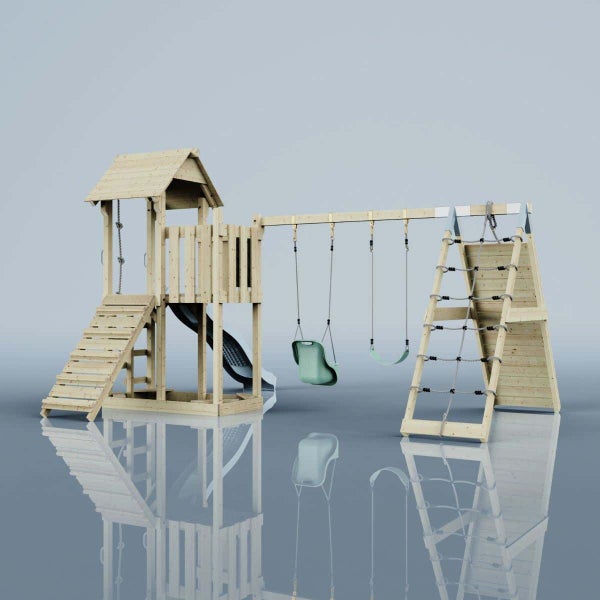 Modernes Wohnzimmer mit drei weißen Aufbaustrahlern an der Decke über einem grauen Sofa, Holzpaneelen und einem beleuchteten Bücherregal.