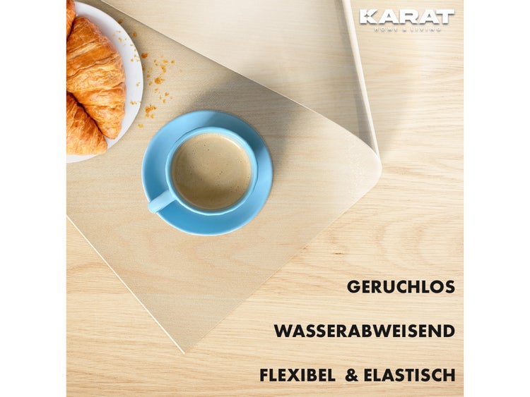 FLOORDIREKT Tischfolie Empire - mit abgeschrägter Kante - 1,5 mm Stärke - Transparent - 40 x 175 cm