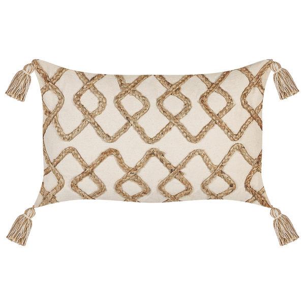 Dekokissen mit Quasten und geflochtenem Muster