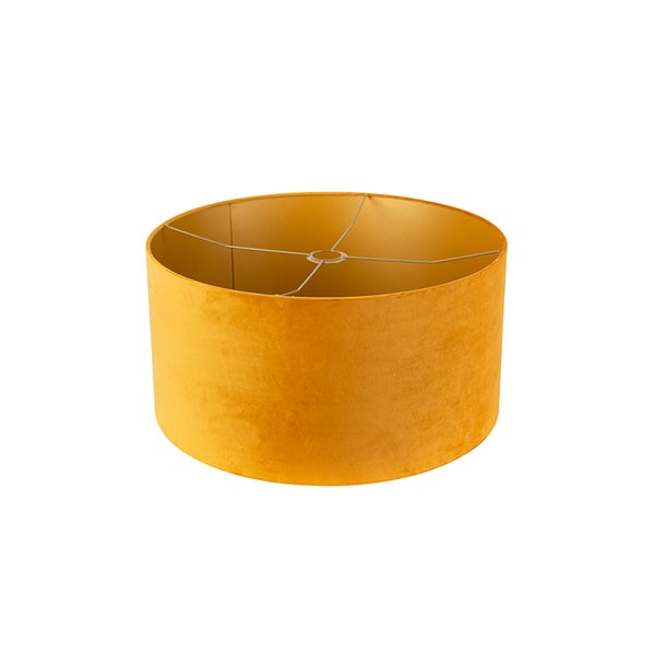 Velours Lampenschirm gelb 50/50/25 mit goldener Innenseite