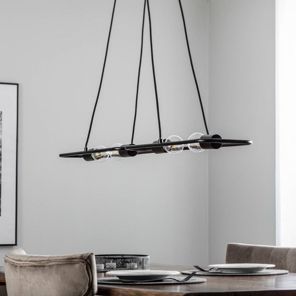 Lucande Pendelleuchte Tornike (Design, Modern) in Schwarz aus Metall (4 flammig E27) - Design-Hängeleuchte Esstischlampe Hängelampe Hängeleuchte Wohnzimmerleuchte