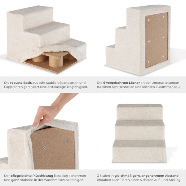 Tier-Treppe mit drei Stufen und abnehmbarem Bezug.