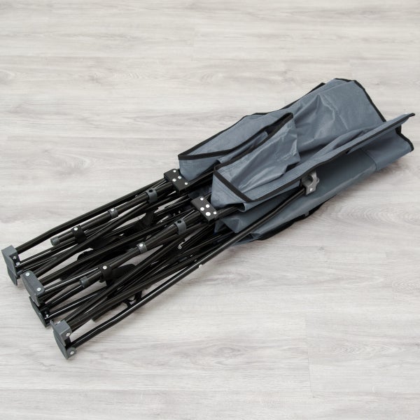 AMANKA Faltlbett Faltliege Feldbett Grau | Camping-Metall-Klappiege ca. 190x70cm | 10-Bein Liege Klappbett | Stahlgestell