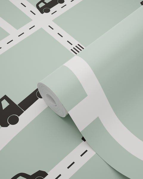 Tapetenrolle mit Straßenmotiv und Fahrzeugen