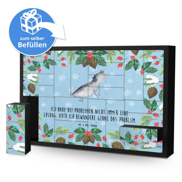 Mr. & Mrs. Panda Befüllbarer Adventskalender Axolotl Schwimmen - Blau Pastell