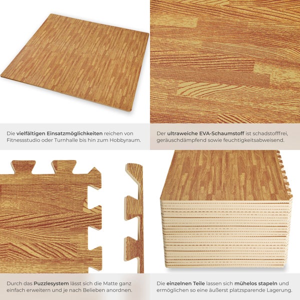 Puzzlespielmatte mit Holzoptik für Fitnessstudio, Turnhalle oder Hobbyraum