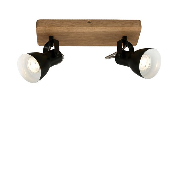 Deckenspot Retro dreh- & schwenkbar 2x GU10 35W Holz-Metall schwarz Briloner