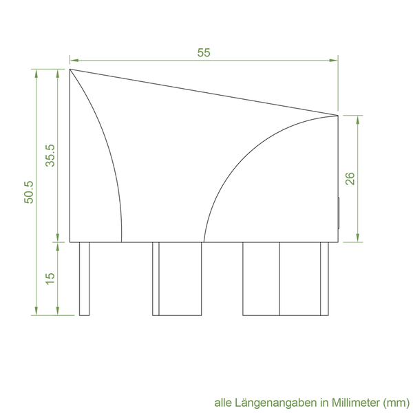 Technische Maßzeichnung einer Leuchte mit Angaben in Millimeter.