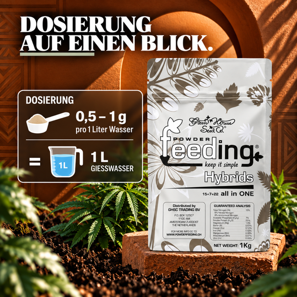 Green House Seed Co. Powder Feeding Hybrids Pflanzendünger 1 Kilogramm Beutel mit Dosieranleitung