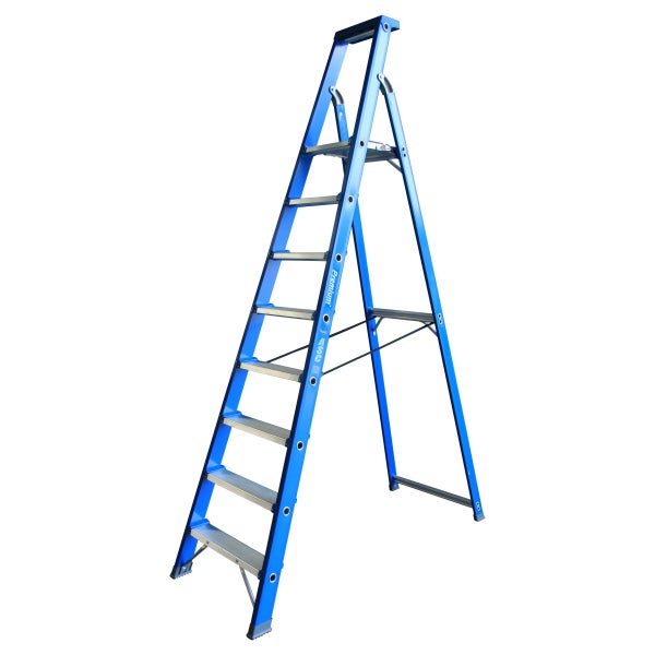 Blaue Trittleiter mit sieben Stufen für den Heimgebrauch