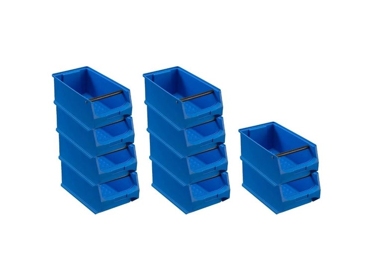 PROREGAL SparSet 10x Blaue Sichtlagerbox 4.1 mit Griffstange HxBxT 15 x 20 x 35 cm 7,2 Liter Sichtlagerbehälter