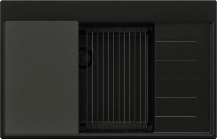 Spülbecken mit Abtropffläche und Schiebebrett